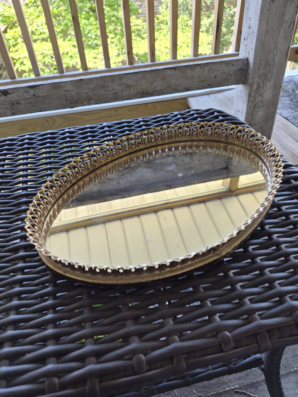 Vintage Victorian Art Deco MCM Mirror Tray